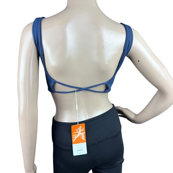 New ABOCIW Women's Teal Twist Front Strappy Padded Classic Sports Bra Size M - Picture 5 of 6